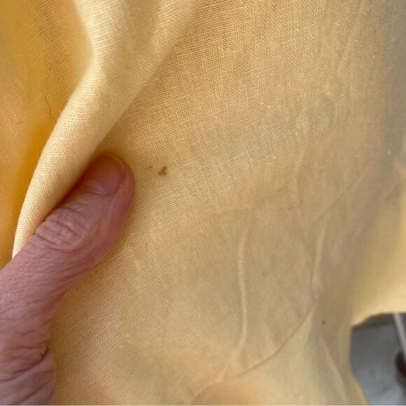 For All Mankind yellow linen Midi Dress With Puff Sleeves Ruffle Smocked Top XS - Picture 6 of 9